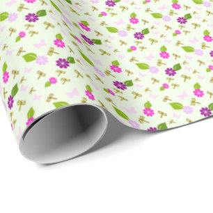 Cadeau Jardin de fleurs et dragonfly Wrapper Papier cadea