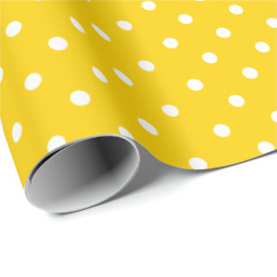 Cadeau Jaune soleil Papier à enveloppement à points Po