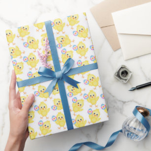 Cadeau Joli Motif de poussette jaune   Papier de recouvre