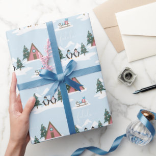 Cadeau Joli Noël Falala Penguins enveloppement papier