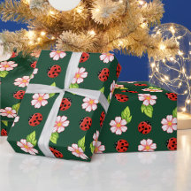 Joli papier d'emballage à motif coccinelle et marg