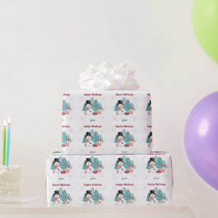 Cadeau Joli papier d'emballage d'anniversaire de Noël n