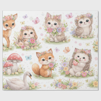 Cadeau Joli papier d'emballage floral pour bébés animaux