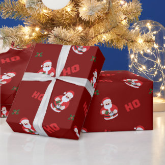 Cadeau Joli Père Noël HO HO HO Papier d'emballage de Noël