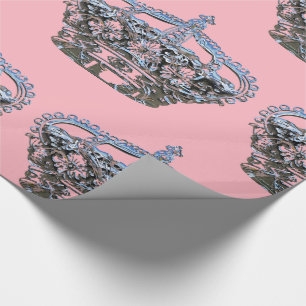 Cadeau Jolie couronne sur papier rose brillant