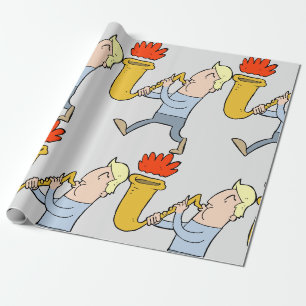 Cadeau Jouer Un Musicien Saxaphone Envelopper Du Papier