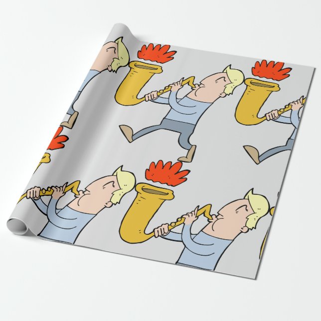 Cadeau Jouer Un Musicien Saxaphone Envelopper Du Papier (Déroulé)