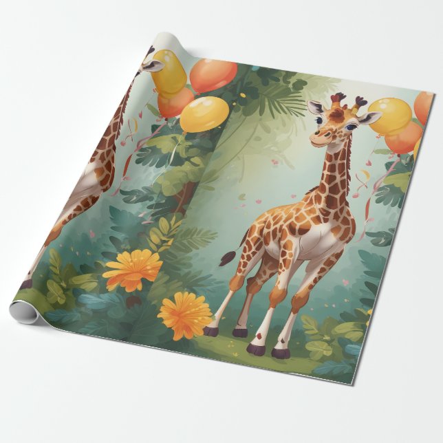 Cadeau Joyeuse Giraffe & Cadeaux dans la jungle | Papier  (Déroulé)