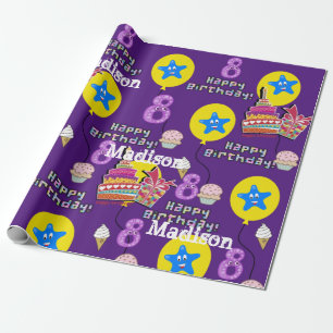 Cadeau Joyeux 8 Ans Ballons papier d'enveloppement #8