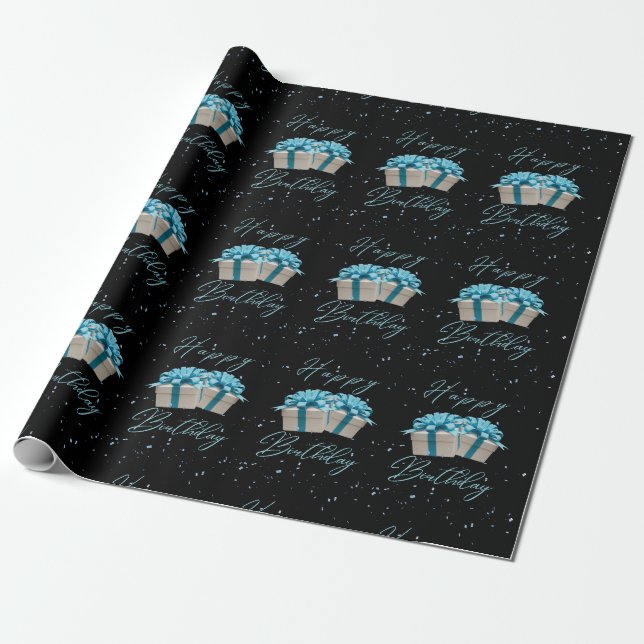 Cadeau Joyeux Anniversaire Bébé papier d'enveloppement bl (Déroulé)