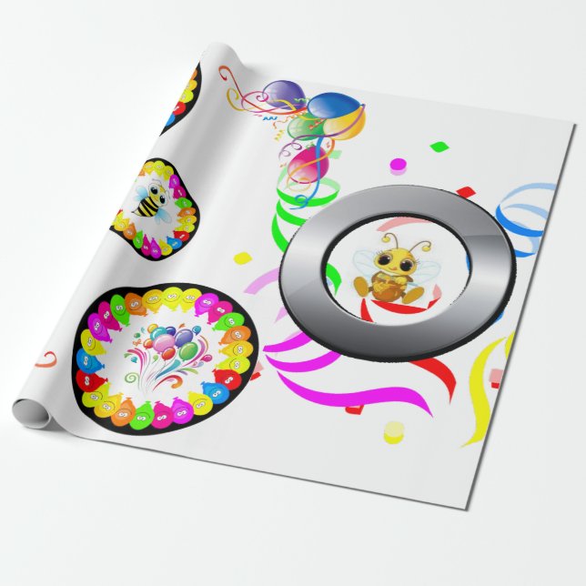 Cadeau Joyeux Anniversaire Bumblebee papier enveloppant (Déroulé)