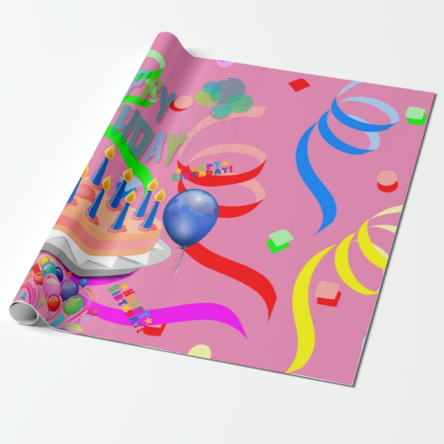 Cadeau Joyeux Anniversaire Confetti papier enveloppant (Déroulé)