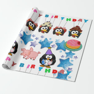 Cadeau Joyeux Anniversaire Enveloppement Papier Cochons d