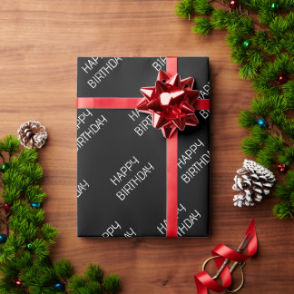 Cadeau Joyeux Anniversaire noir papier enveloppant
