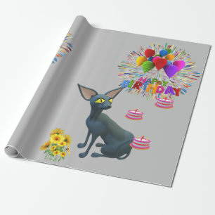 Cadeau Joyeux Anniversaire Papier à envelopper Chat Dame