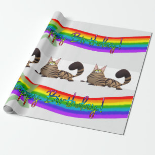 Cadeau Joyeux Anniversaire Papier à envelopper Chat Dame