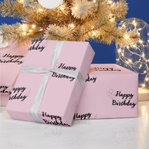 Cadeau Joyeux Anniversaire papier d'enveloppement rose