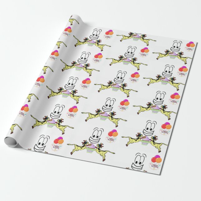 Cadeau Joyeux Anniversaire Papier Enveloppant Vache Cupca (Déroulé)