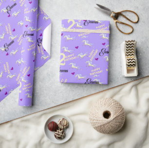Cadeau Joyeux Anniversaire Papier Unicorn Purple 2ans