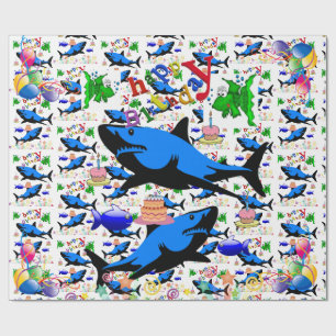 Cadeau Joyeux Birthday Gift Wrapping Papier Requin