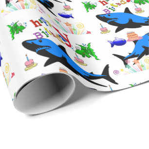 Cadeau Joyeux Birthday Gift Wrapping Papier Requin