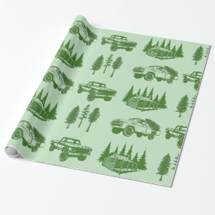 Cadeau Joyeux Enveloppement de Noël Papier Camion, Arbre 