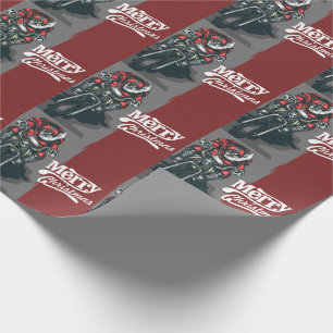 Cadeau Joyeux Noël Motorcycle Père Noël papier d'emballag