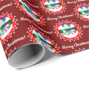 Cadeau Joyeux Noël! Papier à enveloppement de la famille 