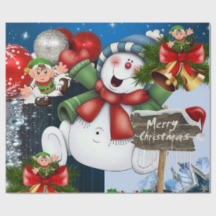Cadeau Joyeux Noël Papier d'emballage Elfe Bonhomme de ne