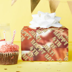 Cadeau Joyeux papier d'emballage brillant 4 juillet feux 