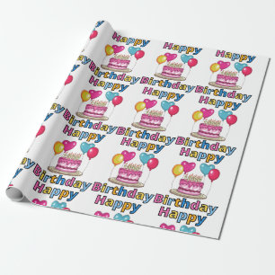 Cadeau Joyeux papier d'enveloppement d'anniversaire