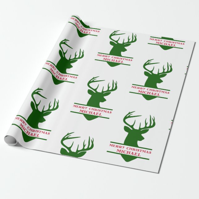 Cadeau Joyeux papier d'enveloppement de cerfs de Noël - M (Déroulé)