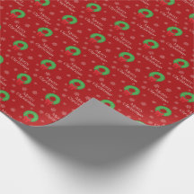 Joyeux papier d'enveloppement de couronne de Noël
