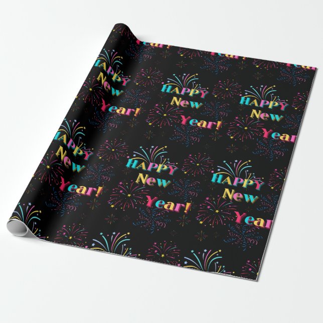Cadeau Joyeux papier d'enveloppement de fête du Nouvel An (Déroulé)