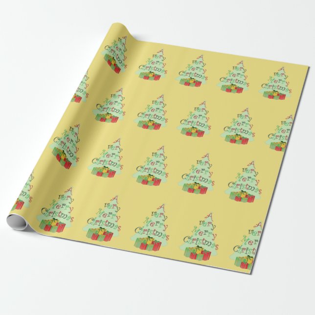 Cadeau Joyeux papier d'enveloppement de l'arbre de Noël (Déroulé)