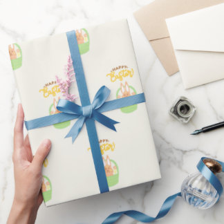 Cadeau Joyeux papier d'enveloppement de matte de lapin de