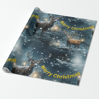 Cadeau Joyeux papier d'enveloppement de rennes de Noël