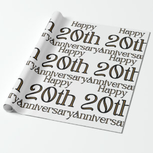 Cadeau Joyeux papier d'enveloppement du 20e anniversaire