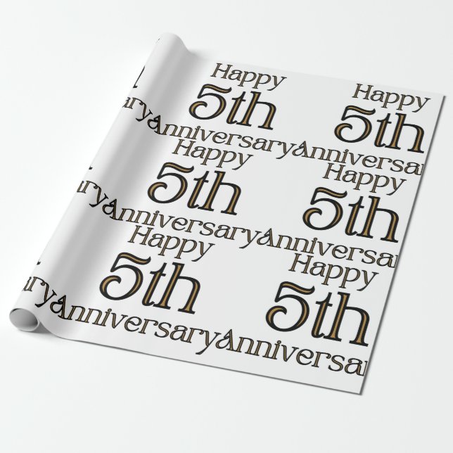 Cadeau Joyeux papier d'enveloppement du 5e anniversaire (Déroulé)