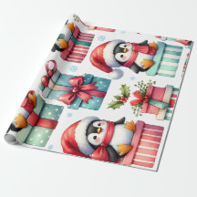 Joyeux Pingouins Présents Enveloppement Papier