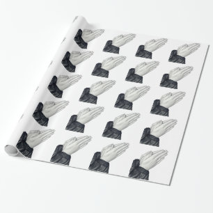 Cadeau La prière remet le papier d'emballage carrelé