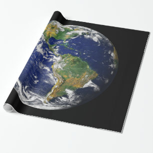Cadeau La TERRE de PLANÈTE du papier d'emballage brillan