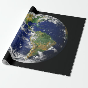Cadeau La TERRE de PLANÈTE du papier d'emballage mat de