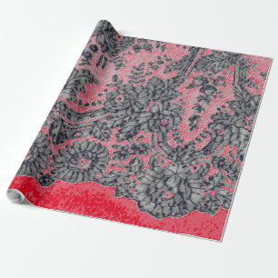 Cadeau LACE NOIRE CHANTILLON ET papier d'enveloppement ro