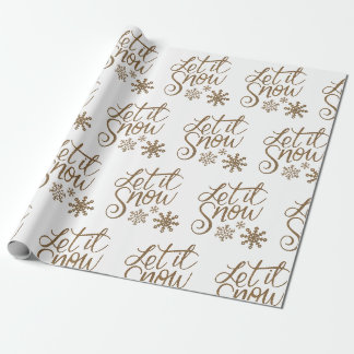 Cadeau Laisser Neige Du Papier D'Enveloppement En Or