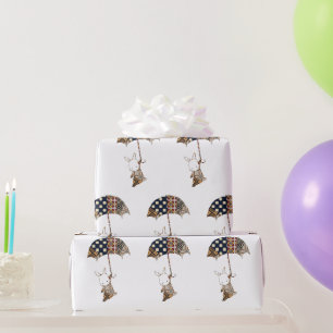 Cadeau Lapin Avec Papier Enveloppant Parapluie