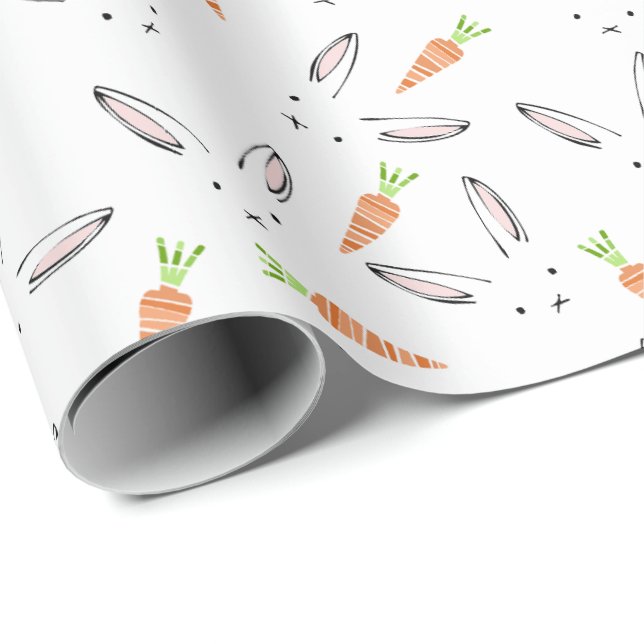 Cadeau Lapin lapin et papier Motif à carottes (Coin rond)