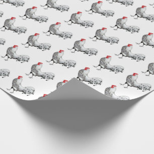Cadeau L'argent a orné le papier d'emballage de coq de