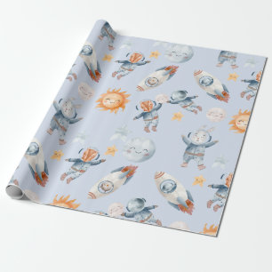 Cadeau L'astronaute spatial Animaux Papier d'enveloppemen