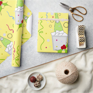 Cadeau Le Champagne Sur Le Papier D'Enveloppement Du Chil